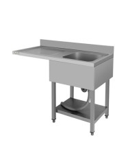 FREGADERO INDUSTRIAL 140X70X85CM CUBETA DERECHA Y ESTANTE CHEF PRO