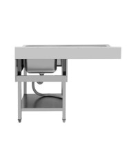 FREGADERO INDUSTRIAL 140X70X85CM CUBETA DERECHA Y ESTANTE CHEF PRO