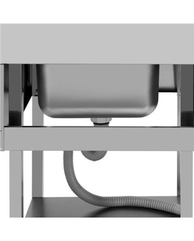 FREGADERO INDUSTRIAL 140X70X85CM CUBETA DERECHA Y ESTANTE CHEF PRO