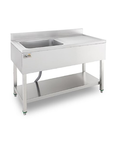 FREGADERO INDUSTRIAL 140X70X85CM CUBETA IZQUIERDA Y ESTANTE CHEF PRO