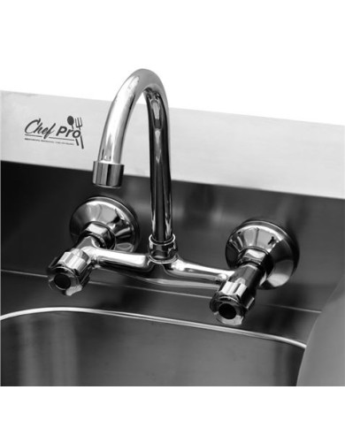 FREGADERO MURAL ACERO INOX PROFESIONAL CON GRIFO Y BACKSPLASH CHEF PRO