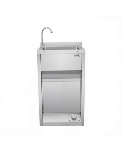 LAVAMANOS ACERO INOX INDUSTRIAL CON GRIFO DE PIE Y DISPENSADOR CHEF PRO