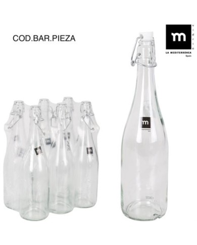 SET 6 BOTELLAS VIDRIO CON TAPON HERMETICO 75CL LA MEDITERRANEA