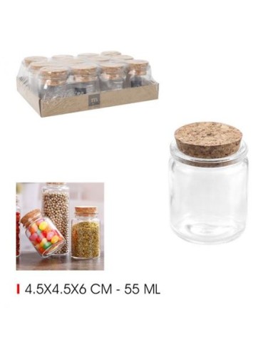 TARRO VIDRIO CON TAPON CORCHO 55ML LA MEDITERRANEA
