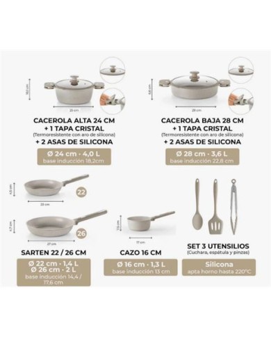 BATERIA DE COCINA 10 PIEZAS DENMARK MONIX