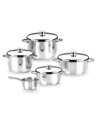 BATERIA DE COCINA 5 PIEZAS ACERO INOX OPTIMA TAPAS ACERO MONIX
