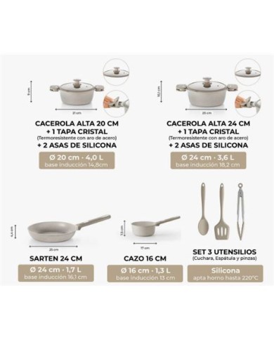 BATERIA DE COCINA 9 PIEZAS DENMARK MONIX