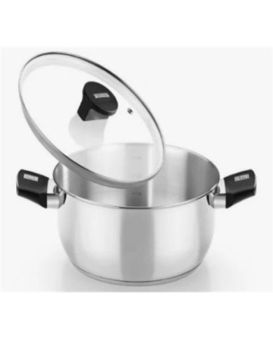 CACEROLA ACERO INOX CON TAPA VIDRIO 20CM ELITE MONIX