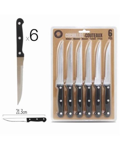 PACK 6 CUCHILLOS 21.3CM MANGO DE MADERA