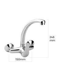 MONOMANDO DE FREGADERO CAÑO ALTO EMPOTRADO EDM