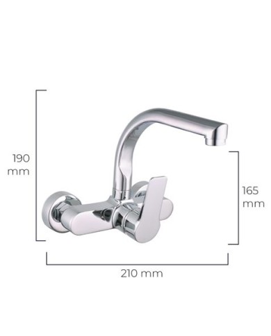 MONOMANDO DE FREGADERO CAÑO ALTO EMPOTRADO EDM