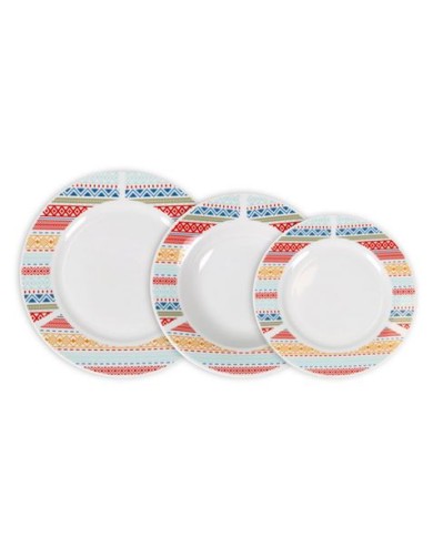 VAJILLA DE 18 PIEZAS RENDONDA PALMA LA MEDITERRANEA