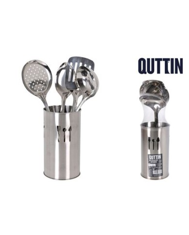 BOTE CON 4 UTENSILIOS INOX DE COCINA QUTTIN