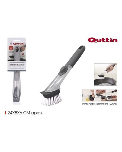 CEPILLO LIMPIADOR VAJILLA CON DISPENSADOR DE JABON QUTTIN