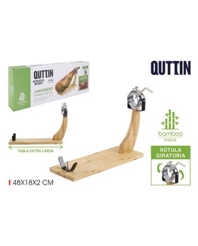 JAMONERO BAMBU-METAL CON ROTULA GIRATORIA QUTTIN