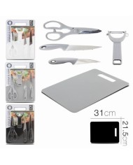 SET TIJERAS + PELADOR + 2 CUCHILLOS + TABLA DE CORTE