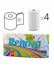 PACK 4 ROLLOS PAPEL COCINA DOBLE CAPA BLANCO RENOVA