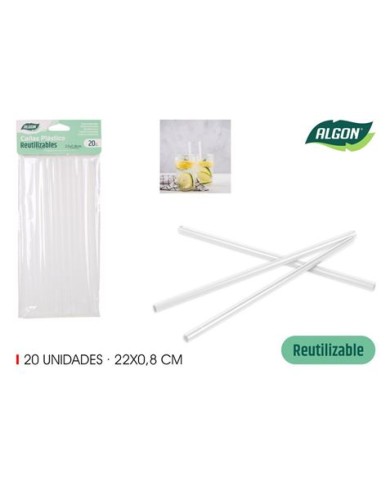 PACK 20 CAÑITAS PLASTICO REUTILIZABLE TRANSPARENTE ALGO