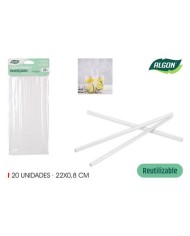 PACK 20 CAÑITAS PLASTICO REUTILIZABLE TRANSPARENTE ALGO