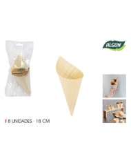 PACK 8 CONOS MADERA APERITIVOS 18CM ALGON