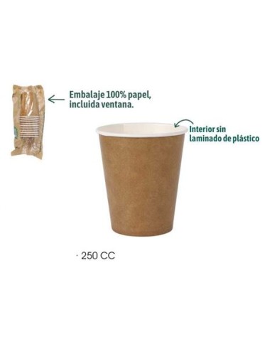 SET 12 VASOS CARTON KRAFT 250CC ALGON