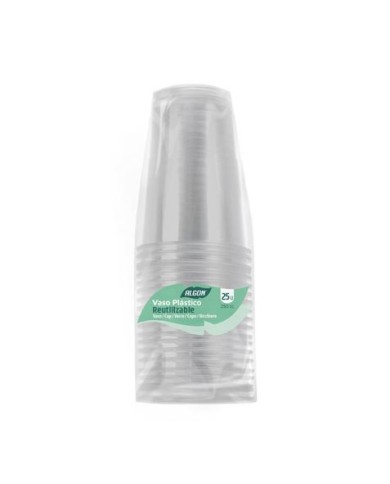 PACK 25 VASOS PLASTICOS TRANSPARENTE 250CC ALGON