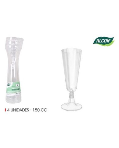 SET 4 COPAS CAVA PIE TRANSPARENTE 150CC ALGON