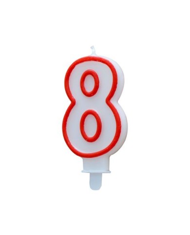 VELA BLANCA Y ROJA NUMERO 8 ALGON