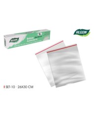 PACK 10 BOLSAS AUTOCIERRE TIPO ZIP 26X30CM ALGON