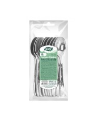 PACK 10 CUCHARAS PLASTICO REUTILIZABLE PLATA ALGON