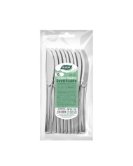 PACK 10 CUCHILLOS PLASTICO REUTILIZABLE PLATA ALGON