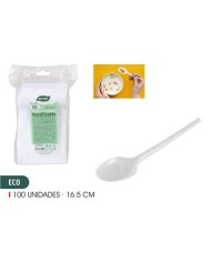 PACK 100 CUCHARAS PLASTICAS REUTILIZABLES BLANCAS ALGON