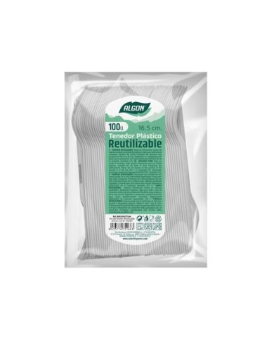 PACK 100 TENEDORES PLASTICOS REUTILIZABLES BLANCAS ALGON