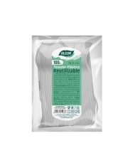 PACK 100 TENEDORES PLASTICOS REUTILIZABLES BLANCAS ALGON