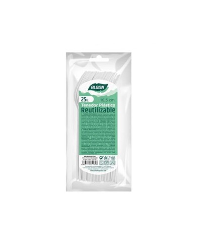 PACK 25 CUCHARAS POSTRE PLASTICAS REUTILIZABLES BLANCAS ALGON