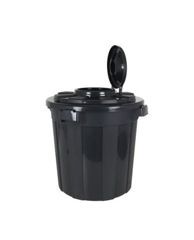 CUBO BASURA 50 LITROS CON TAPA Y ANCLAJE NEGRO