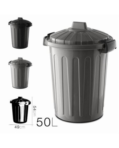 CUBO DE BASURA CON TAPA GRIS 50 LITROS OSKAR