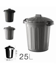 CUBO DE BASURA CON TAPA GRIS/NEGRO 25 LITROS OSKAR