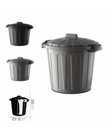 CUBO DE BASURA CON TAPA GRIS/NEGRO 7 LITROS OSKAR