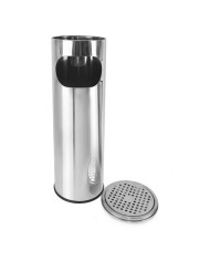 PAPELERA CON CENICERO ACERO INOX 59CM CONFORTIME