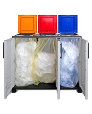 ARMARIO PARA RECICLAJE 3 COMPARTIMIENTOS 1020X370X840MM ARTPLAST