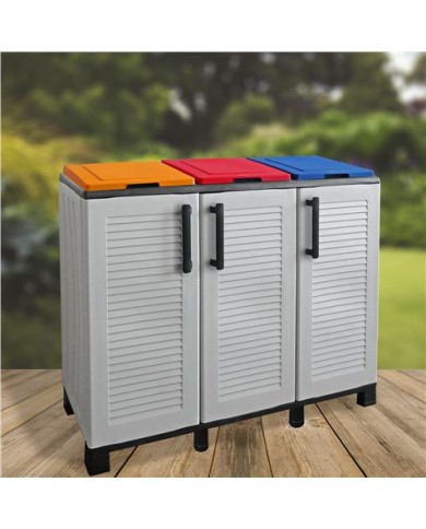 ARMARIO PARA RECICLAJE 3 COMPARTIMIENTOS 1020X370X840MM ARTPLAST