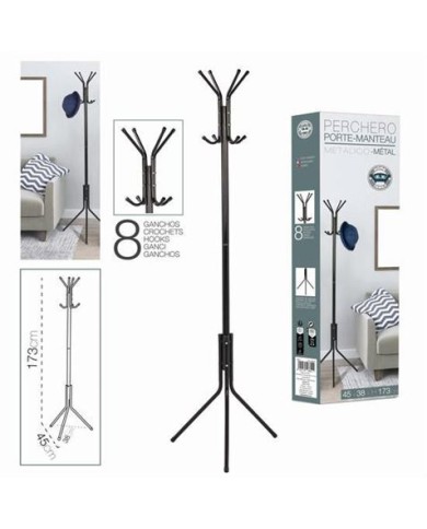 PERCHERO DE PIE METALICO NEGRO 45X38X173