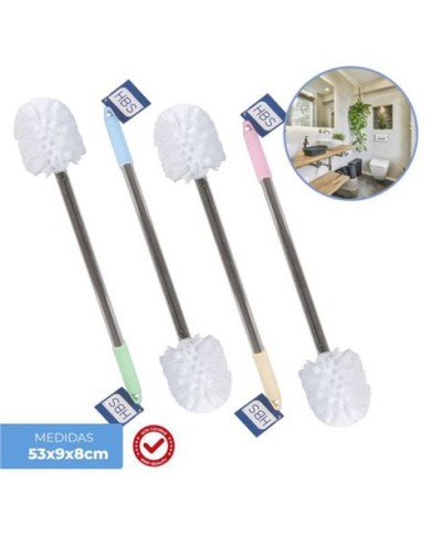 ESCOBILLA DE BAÑO ACERO INOX CON MANGO COLORES
