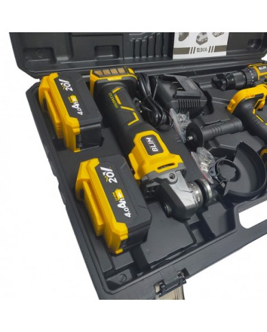 PACK 20V TALADRO + LLAVE IMPACTO + RADIAL S/CARBONES | 2 BATERIAS 4AH BLIM