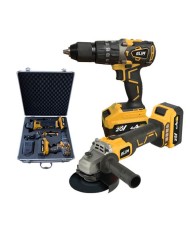 PACK 20V TALADRO PERCUTOR+RADIAL S/CARBONES | 2 X 4AH | CAJA ALUMINIO BLIM