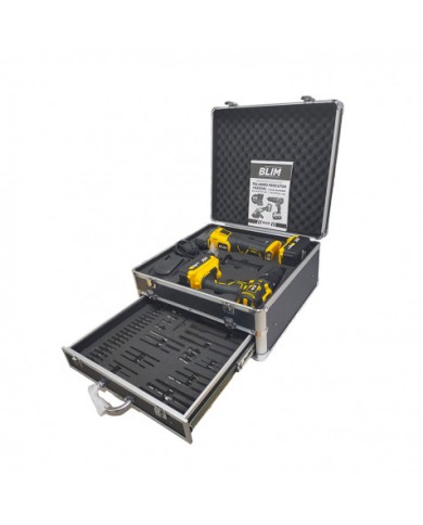 PACK 20V TALADRO PERCUTOR+RADIAL S/CARBONES | 2 X 4AH | CAJA ALUMINIO BLIM
