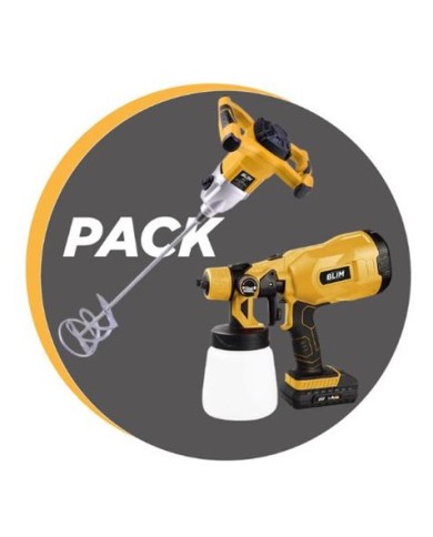PACK MEZCLADOR ELECTRICO 1500W + PISTOLA PINTAR 20V 2AH BLIM
