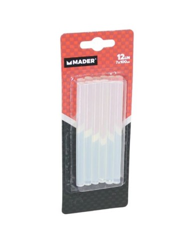 12 BARRAS DE PEGAMENTO SILICONA TRANSPARENTE 7X100MM MADER