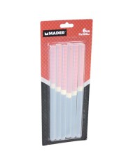 6 BARRAS DE PEGAMENTO SILICONA TRANSPARENTE 11X200MM MADER